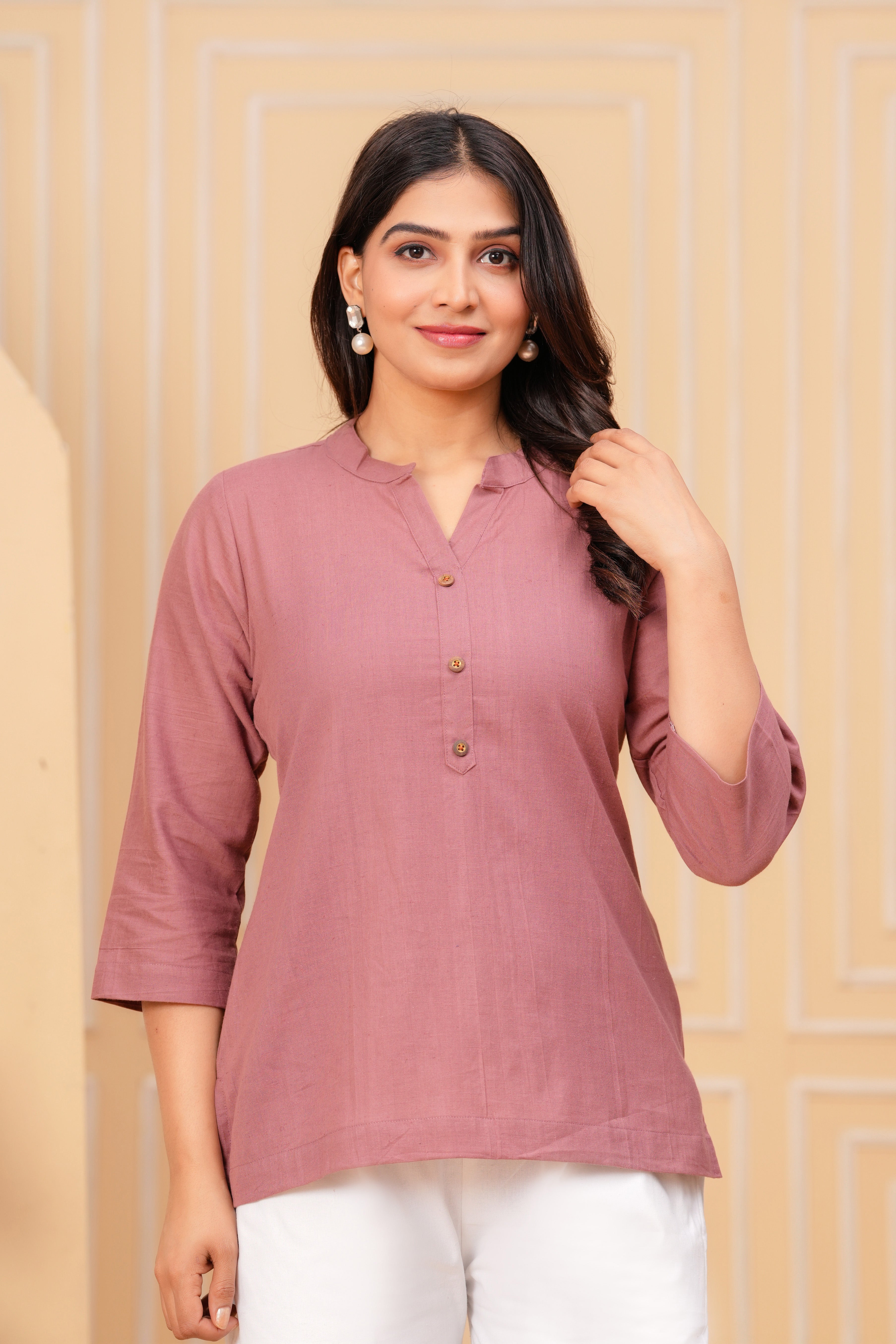 Linen Solid Short Kurta